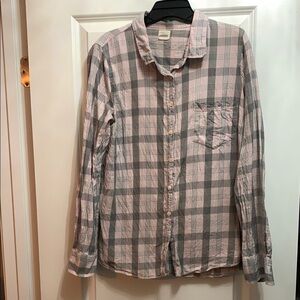 J. Crew Casual Button Down in Pink and Gray Plaid